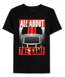 Childrens Place Black Football Graphic Tee